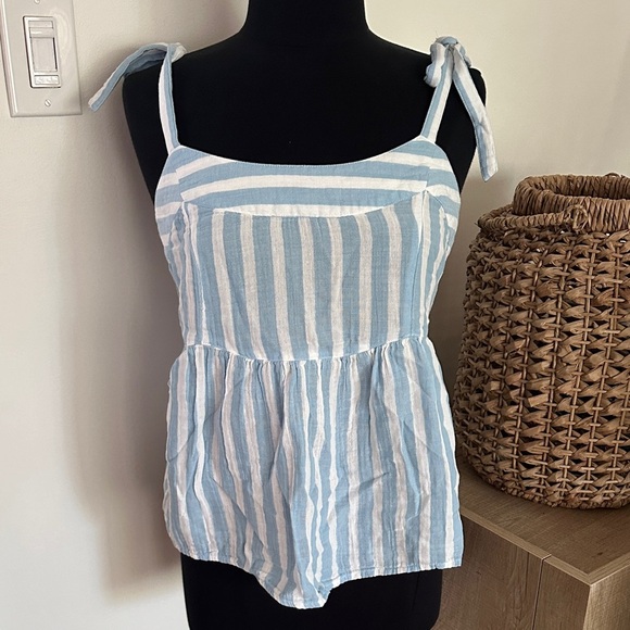 Old Navy Light Blue and White Striped Babydoll Camisole size L - Picture 1 of 7
